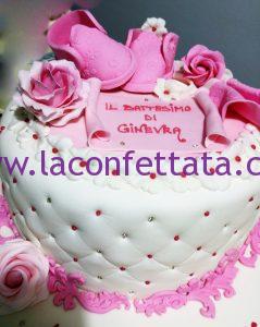 torta rosa battesimo